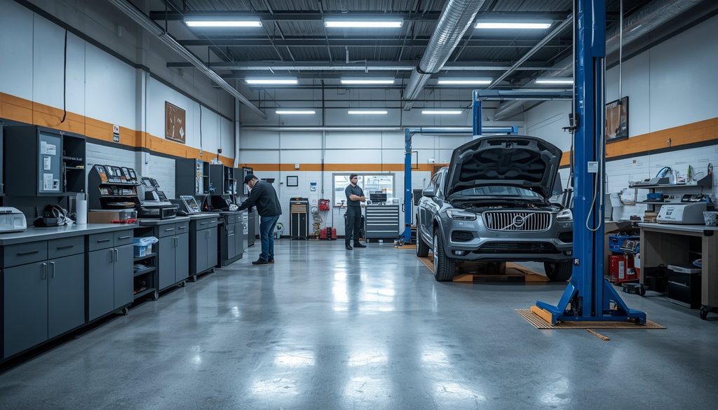 Auto body shop Broussard Youngsville professional interior showing clean organized workspace and skilled technician.